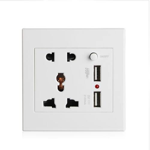 Socket+2 USB+Switch Socket Charger AC/DC Power Adapter Plug