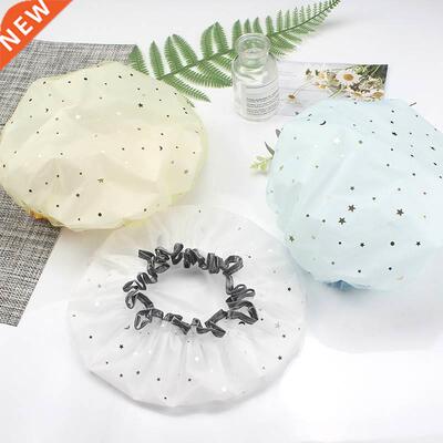 Waterproof Bath Hat Double Layer Shower Cap With Elastic Ban