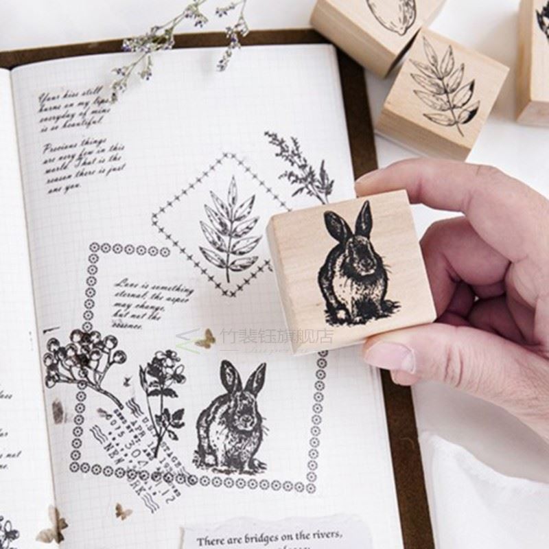 est animal series wood stamp owl squirrel wooden rubber stam