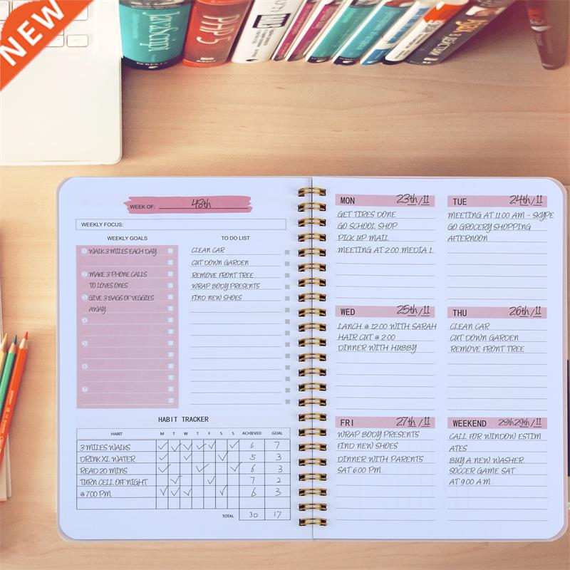 Daily Weekly Planner A5 Undated Notebook Agenda with To-Do L