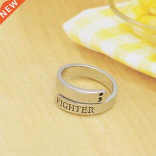 Fshion Semicolon Ring Jewelry Mentl Helth wreness Figh