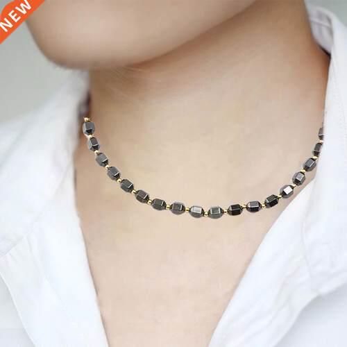 Black Magnetic Necklace Beads Hematite Stone Therapy Slimmin