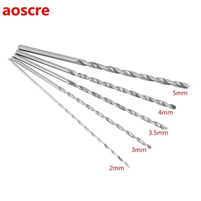 5pcs Extra Long Drill Bit HSS Straight Shank Auger Twist Dri