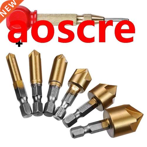 6Pcs Hex Handle Five-lade Chfered Titanium Plated Wooden