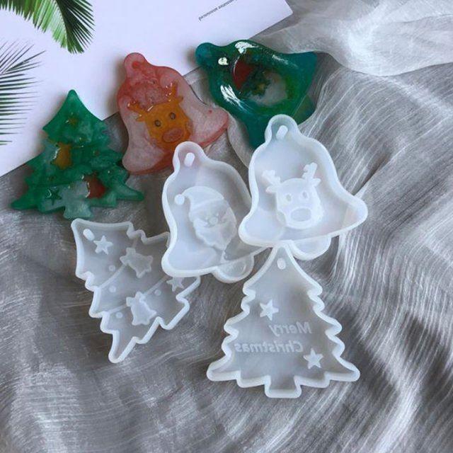 christmas tree bell elk pendant casting silicone mould cryst