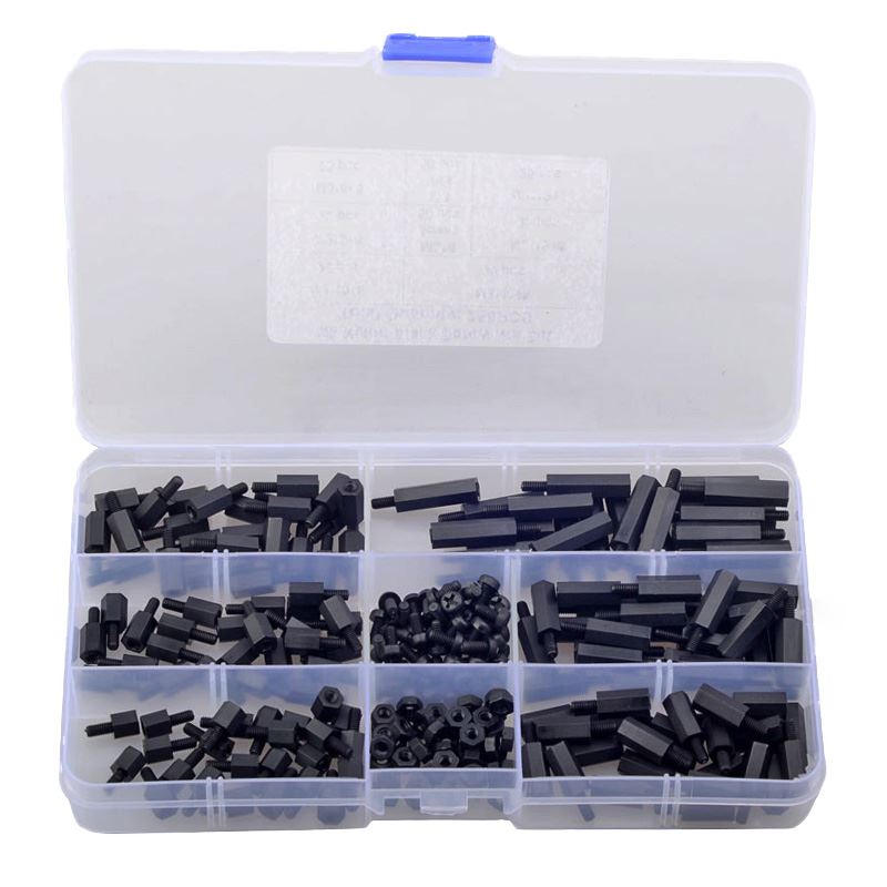 250pcs M Black Nylon Hex Standoff Spacer Column Flat Head N