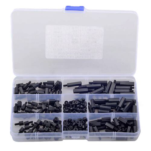 250pcs M Black Nylon Hex Standoff Spacer Column Flat Head N