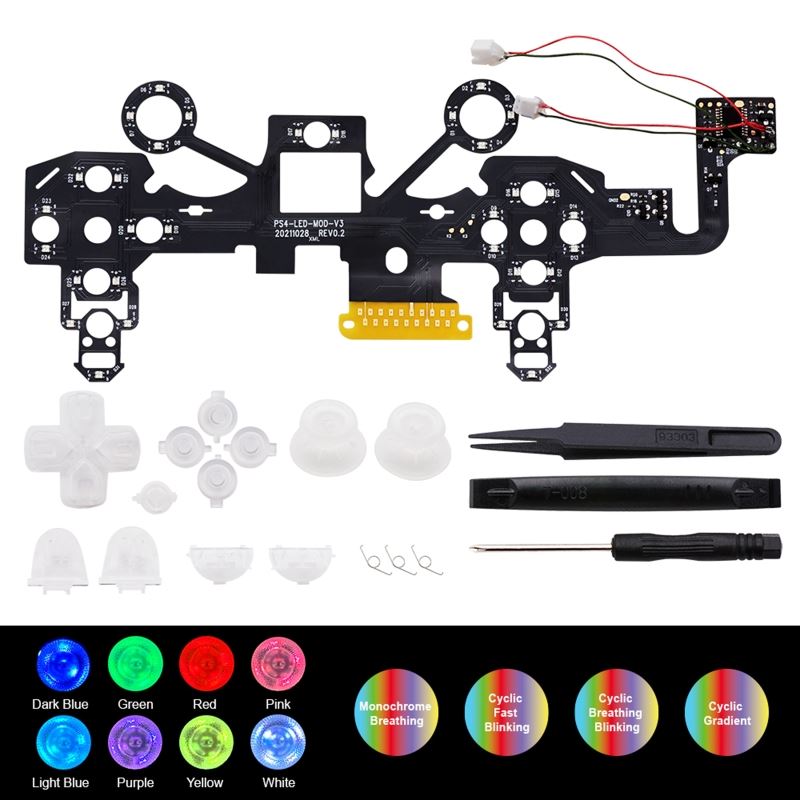 Multi-Color D-Pad Thumstick Face Button DTF LED Kit 8 Colors