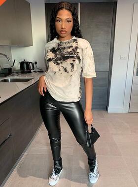 Women Faux Leather Pants Leggings Women Casual PU Warm Gothi