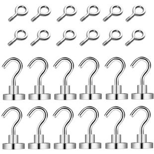 Magnetic Ring Hooks Pack of 24 No Screws Magnets with Hooks