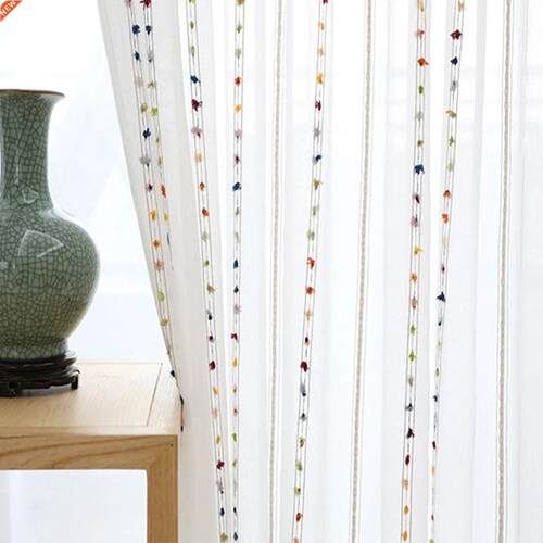C Modern Colorful striped White Tulle Curtains for Living