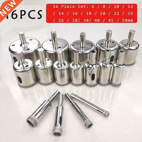 16pcs 6mm-50mm Diamond Coated Hss Drill Bit Set Tile Marble