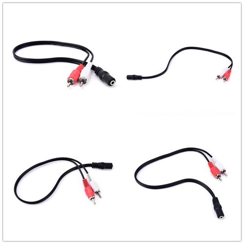 3.5mm 1/8'' Audio Cable Stereo Female Jack To 2 RCA Male Ja