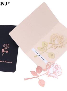 1pc Electroplated Gold Rose Metal Bookmark for Book Paper Cr