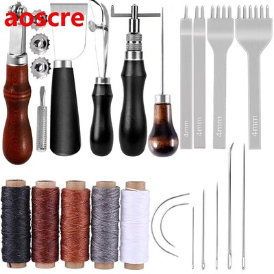 21Pcs Leather Repair Sewing Kit, Leather Waxed Thread Leathe