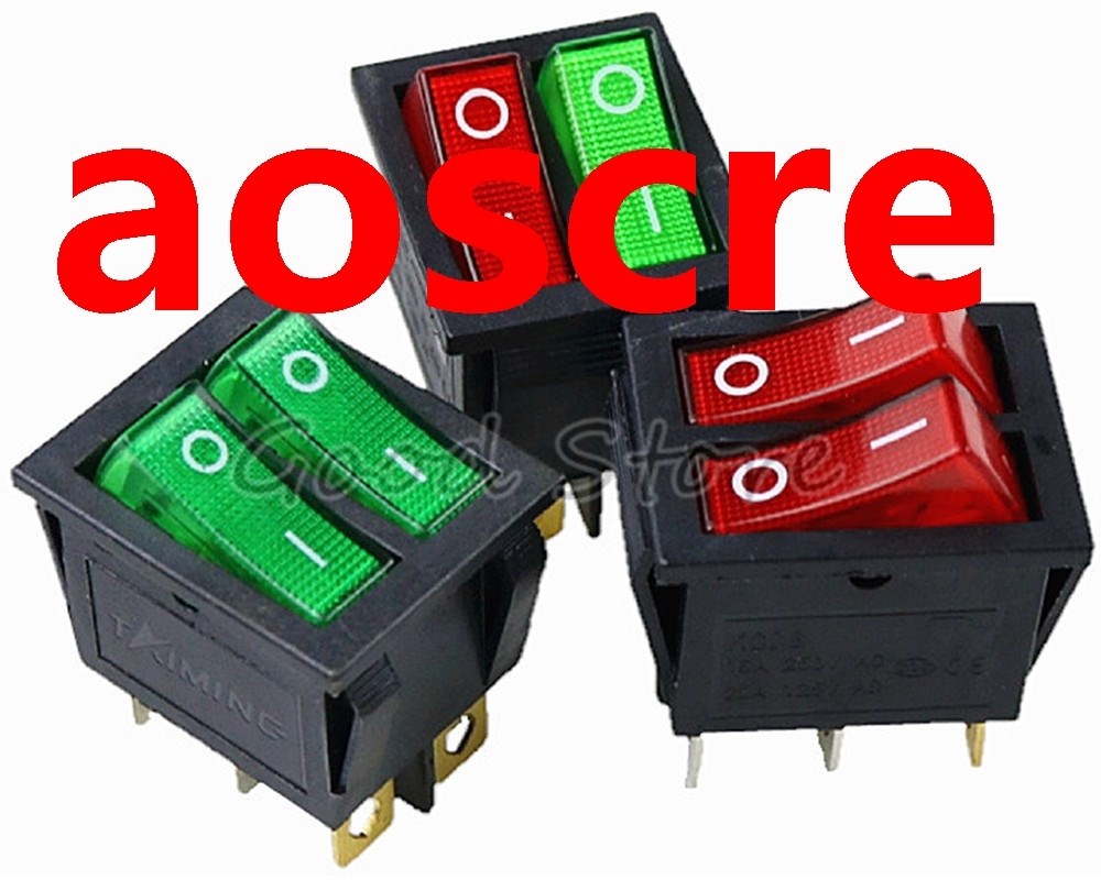 1PCS KCD8 6PIN 16A 250V 20A 125V Double Light Switch Rocker