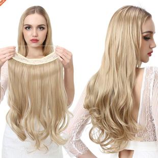 Synthetic NO Clip In Halo Hair Extensions Natural Wave Fake