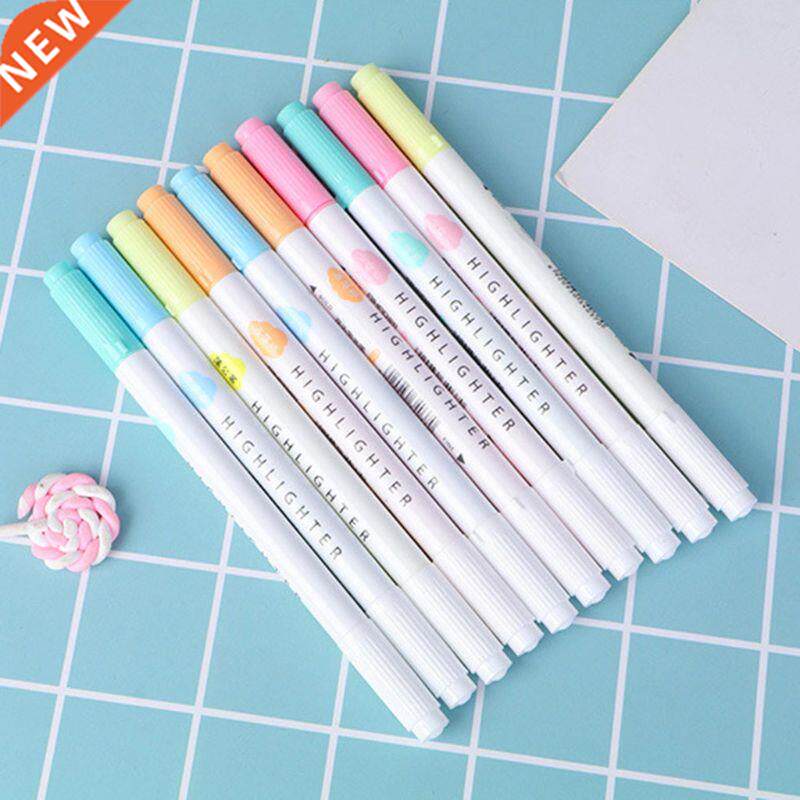 5Pcs Colorful Candy Color Double-end Highlighters Markers Fl图片