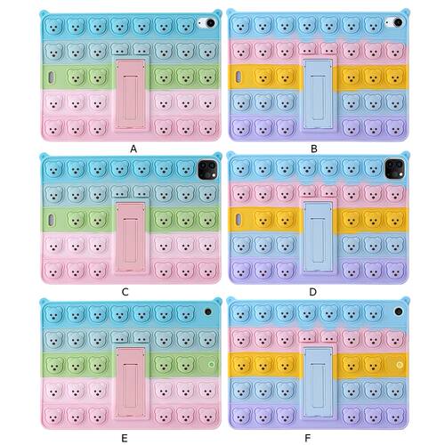 Silicone Bear Head Tablet Protector Relaxing Game Push Bubbl