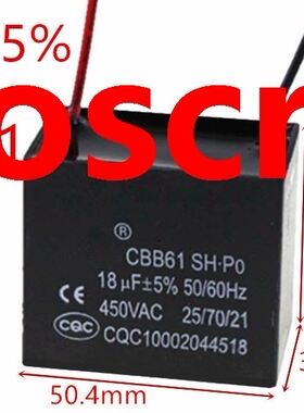 CBB61 18uF 450VAC starting capacitance AC Fan Capacitor CBB