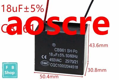 CBB61 18uF 450VAC starting capacitance AC Fan Capacitor CBB