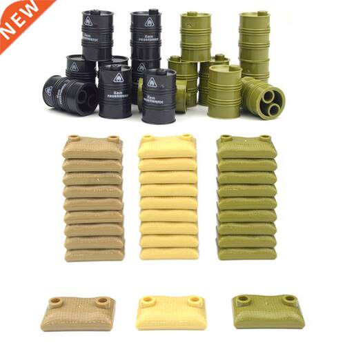 MOC Parts Sandbags Military Accessories bricks Oil Drum Swat