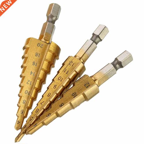 3pcs HSS Titanium Coated Step Bit for 3-12mm 4-12mm 4-20mm S