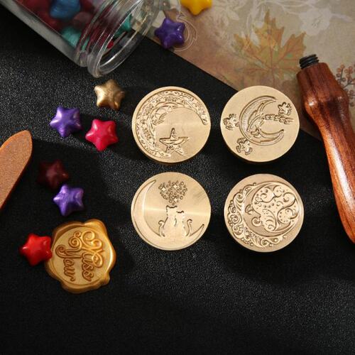 Retro Fire Paint Seal Wax Seal Stamp Wooden Handle Brass Hea