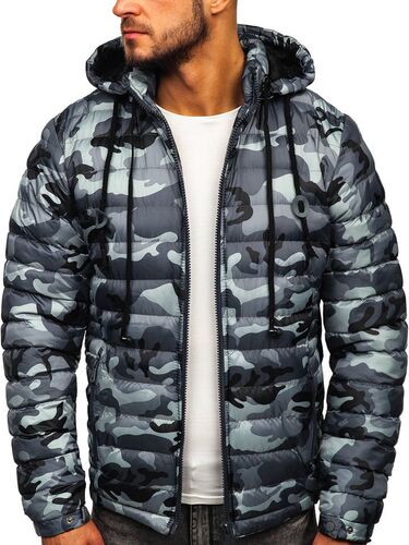 ZOGAA Fashionable Men's Camouflage Hooded Zipper Warm Cotton