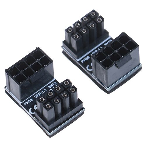 ATX 8pin Male 180 Degree Angled to 8Pin Female Power Adapter