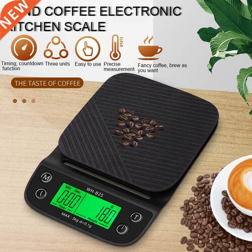 3kg/0.1g Drip Coffee Scale With Timer Portable Electronic Di