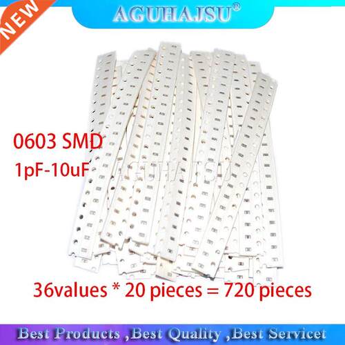 36values*20pcs=720pcs 0603 SMD Capacitor Assorted Kit 1pF-10