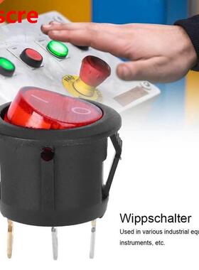 10Pcs Rocker Switch Large Round 3Pin Red Light Used for Hous