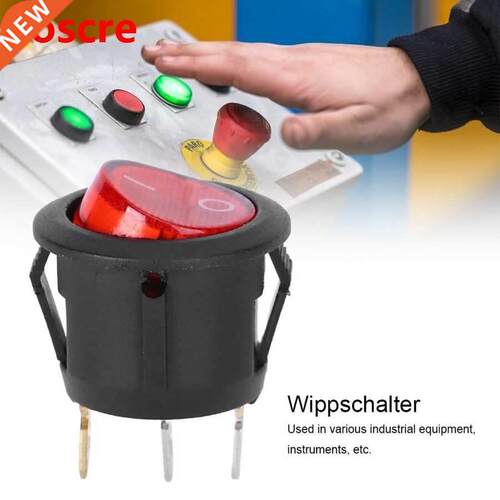 10Pcs Rocker Switch Large Round 3Pin Red Light Used for Hous