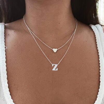 SMJEL Fashion Tiny Heart Initial Necklace Women Personalize
