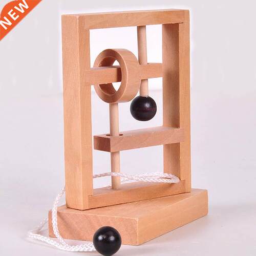 New Desk Novelty 3D Wooden Rope Loop Puzzle IQ Mind String B