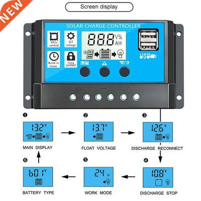 Solar Charge Controller PWM 100A Solar Power Regulator 12V 2