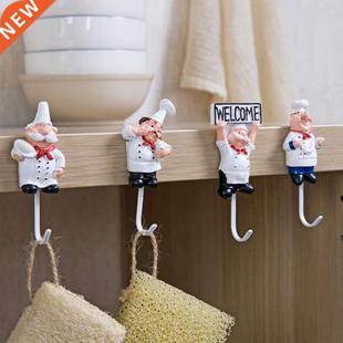 Cartoon Chef Rack Strong Self-adhesive Hook Door Wall Hanger