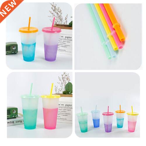 5 PCS Color Changing Cups Tumbler with Lids and raws Color
