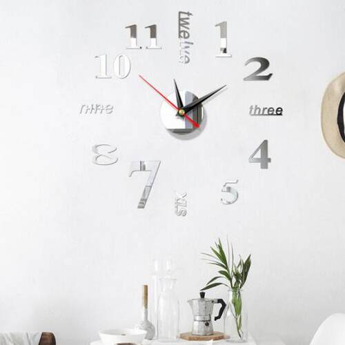1pc 3D Wall Clock Mirror Wall Stickers Creative  Wall Clo