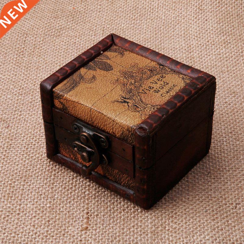 Vintage Wooden Map Storage Box Case Jewellery Cufflinks Ches