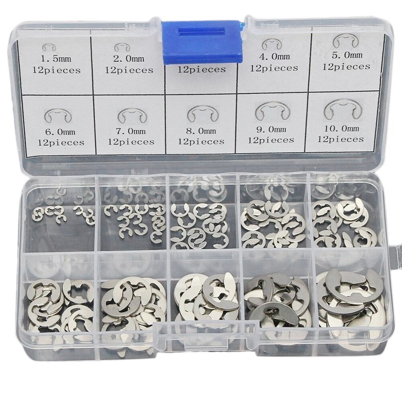 120PCS 304 Stainless Steel E Clip Washer Assortment Kits Cir