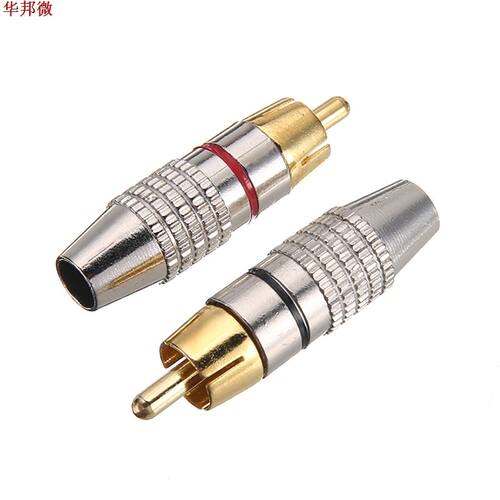 Onsale Balck + Red 2pcs Gold RCA Plug Solder Audio Video Ada