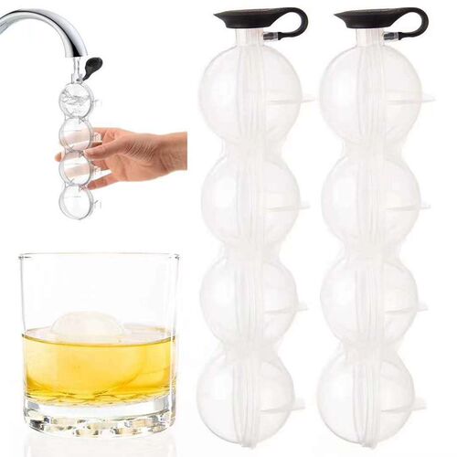 4 Cavity Round Ball Maker Form For Ice Flexible Silicone Whi