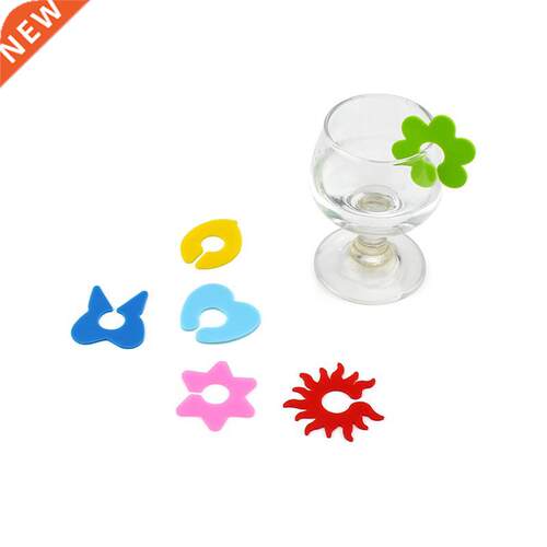 6pcs Slcone Wne Glass Marker Colorful Petals Desgn Stc