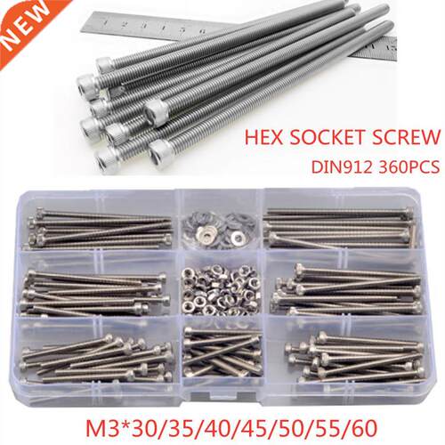360PCS Hex Hexagon Socket Cap Head Screws Set Stainless Stee