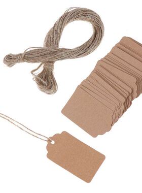 100Pcs/Lot Blank Kraft Jewelry Price Label With String 20m K
