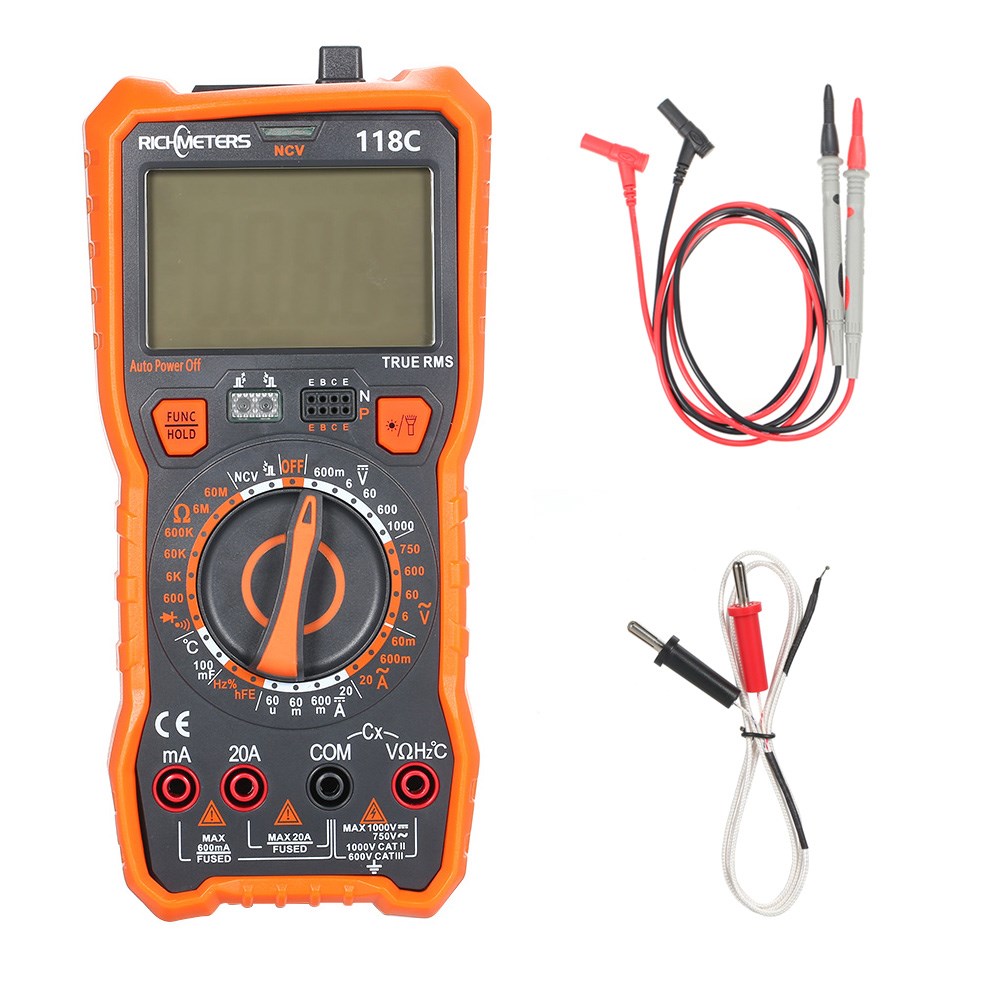 118B 20A Digital Multimeter 6000 Counts NCV HFE True-RMS 100