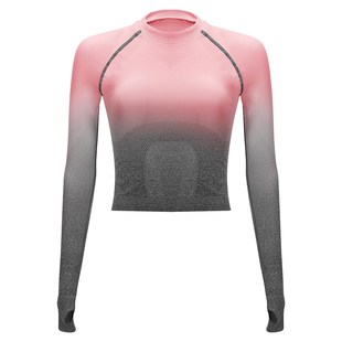 Women Long Sleeve Yoga Sport Tshirt Women's Gradient Sea