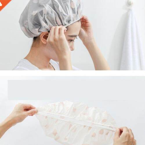 2 PCS Reusable Waterproof Bath Caps Water Drop Printed Hat E